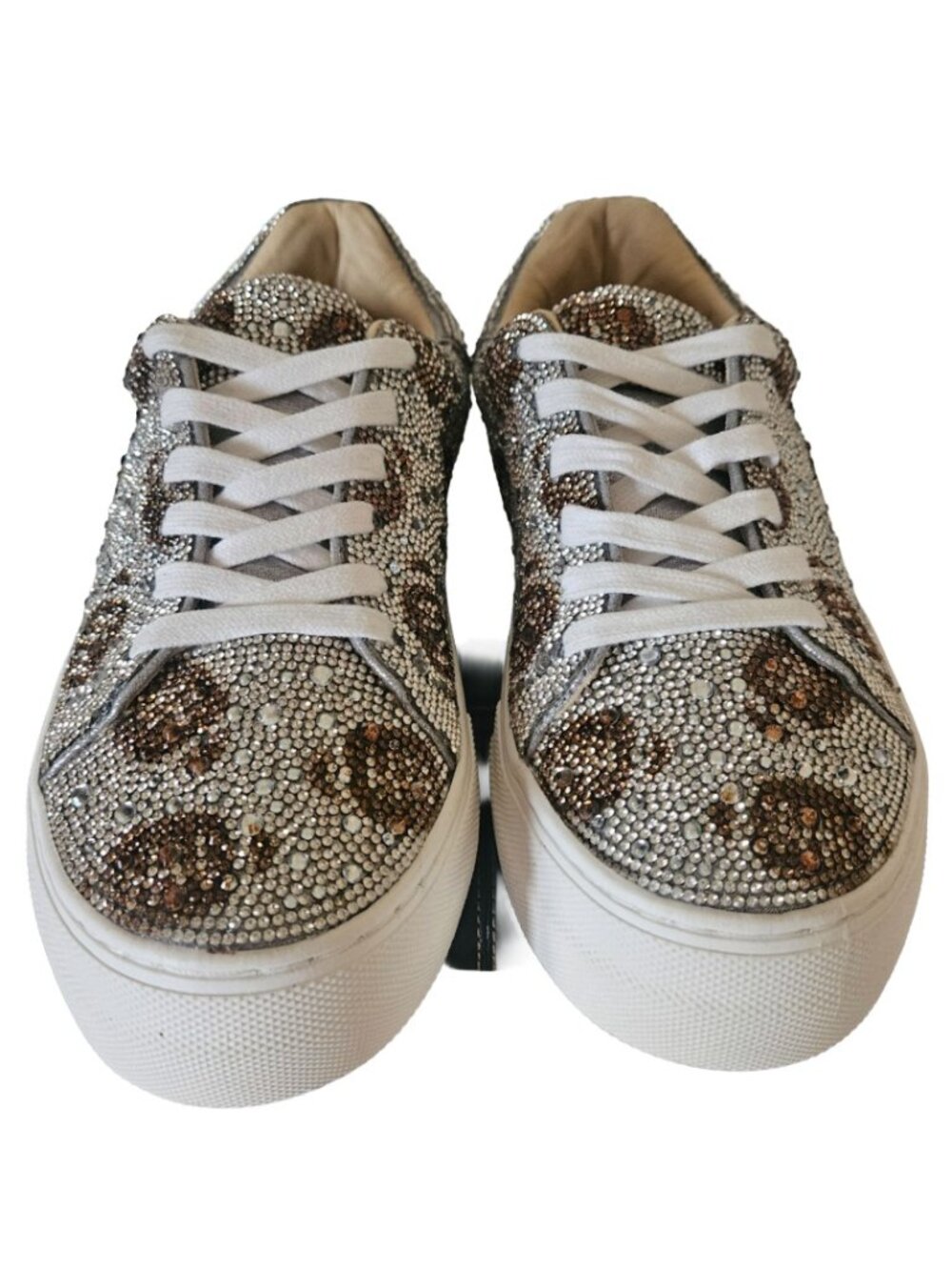 Betsey Johnson Sidny Silver Football Rhinestone Platform Sneakers | Women’s 8